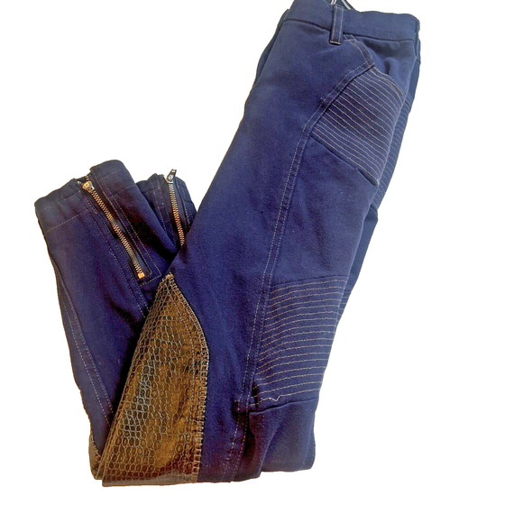 GhoDho LUNA Faux Crocodile Knee Patch Breeches Equestrian Riding Pants Size 26 - Picture 1 of 13